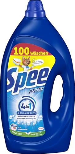 Spee Aktiv Gel Universal 4 + 1 Waschmittel (100 Waschladungen), Flüssigwaschmittel mit 4 + 1 Formel vereint Reinheit, Strahlkraft, Frische & Nachhalti