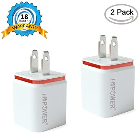 Dual USB Wall Charger HV® Universal Power Adapter for iPhone and Android smartphones 2 pack (Red/ White)