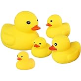 Bath Duck Toys 5 Pcs Rubber Duck Family Squeak Ducks Baby Shower Toy for Toddlers Boys Girls (Yellow Duck Family)