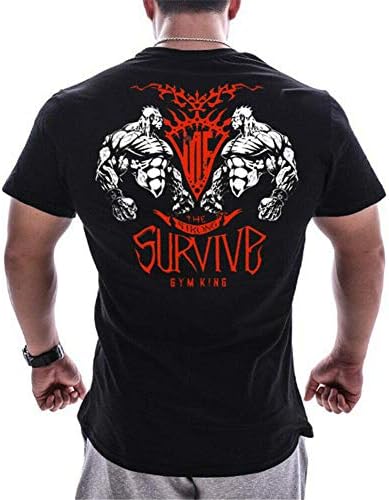 Frecoccialo Men's Gym Workout Athletic T Shirt Short Sleeve Muscle Fit T-Shirt Bodybuilding Training Fitness Tee Tops (M-3XL)