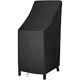 MAVINCHER Stackable Patio Chair Covers, High Back Outdoor Chair Covers, 600D Heavy Duty Waterproof Lawn Outside Barstool Furniture Covers,Fits for 4-6 Stackable Dining Chairs,27"W x 27"D x 49"H,1 Pack