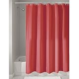 InterDesign Mildew-Free Water-Repellent Fabric Shower Curtain, 72-Inch by 72-Inch, Red