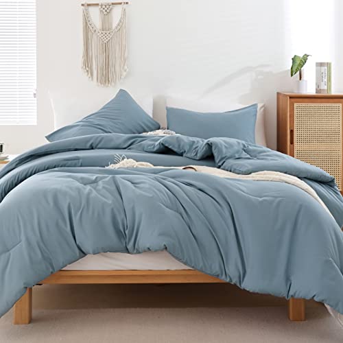 ROSGONIA Dusty Blue Twin/Twin XL Comforter Set for Boys Girls, 1 Blue Comforter & 1 Pillowcase, Lightweight Kids Comforter All Season Dorm Bedding