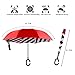 BAGAIL Double Layer Inverted Umbrella Reverse Folding Umbrellas Windproof UV Protection Big Straight Umbrella for Car Rain Outdoor with C-Shaped Handle (Stripe)