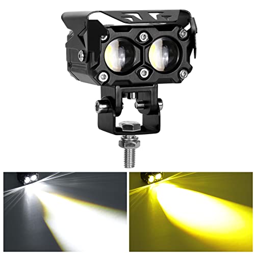 KAWELL 40W フォグランプ バイク 作業灯 led ミニ長方形 2色切り替える ロービーム・ハイビーム一体型 超高輝度 IP68防水 12V/24V汎用 1個 セット (1, 40W)