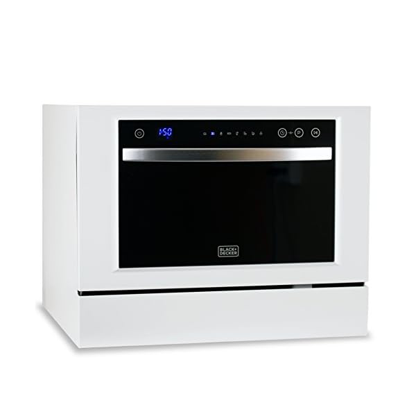 BLACK+DECKER BCD6W Compact Countertop Dishwasher, 6 Place Settings