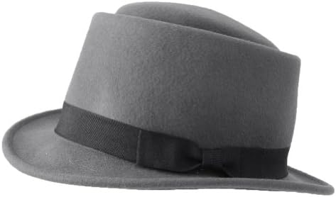 Hatagories Wool Pork Pie Hat With Band. Grey, medium/large.