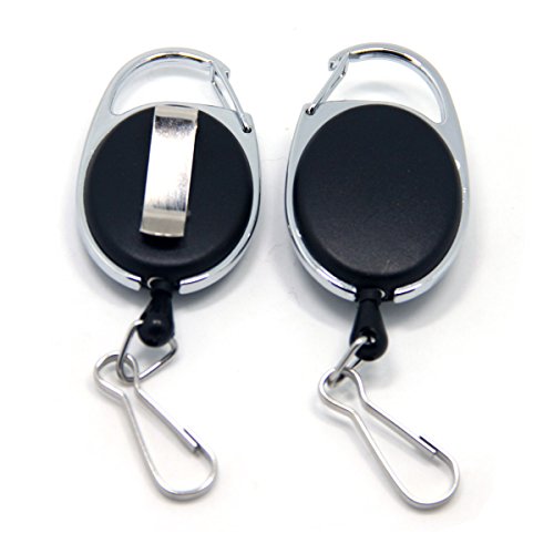 SAMS FISHING 2PCS Fly Fishing Zinger Retractable Reel Badge Holder with Quick Release Spring Clip (A0740)