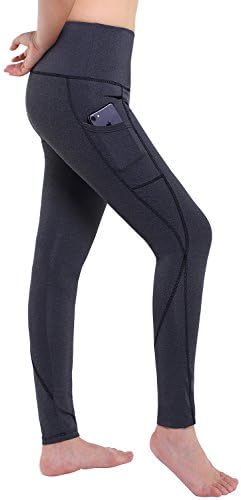 Gracyoga Women's High Waist Side Pocket Yoga Pants Workout Running Yoga Leggings (X-Large, Black)