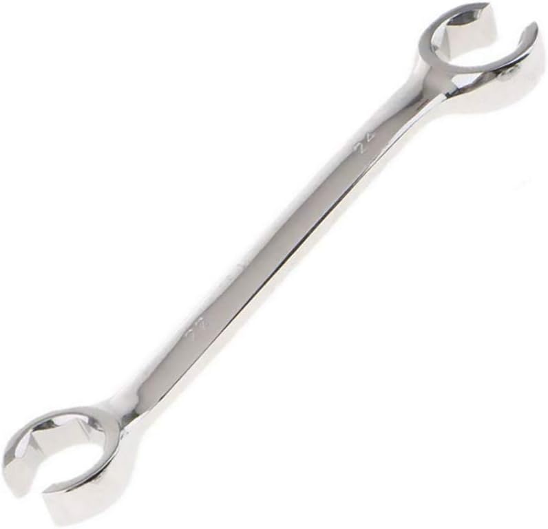 Vogueing Tool Brake Pipe Spanner 19x22MM Open Ring Spanner Metric Double End Flare Nut Pipe Spanner for Hard to Reach Confined Space