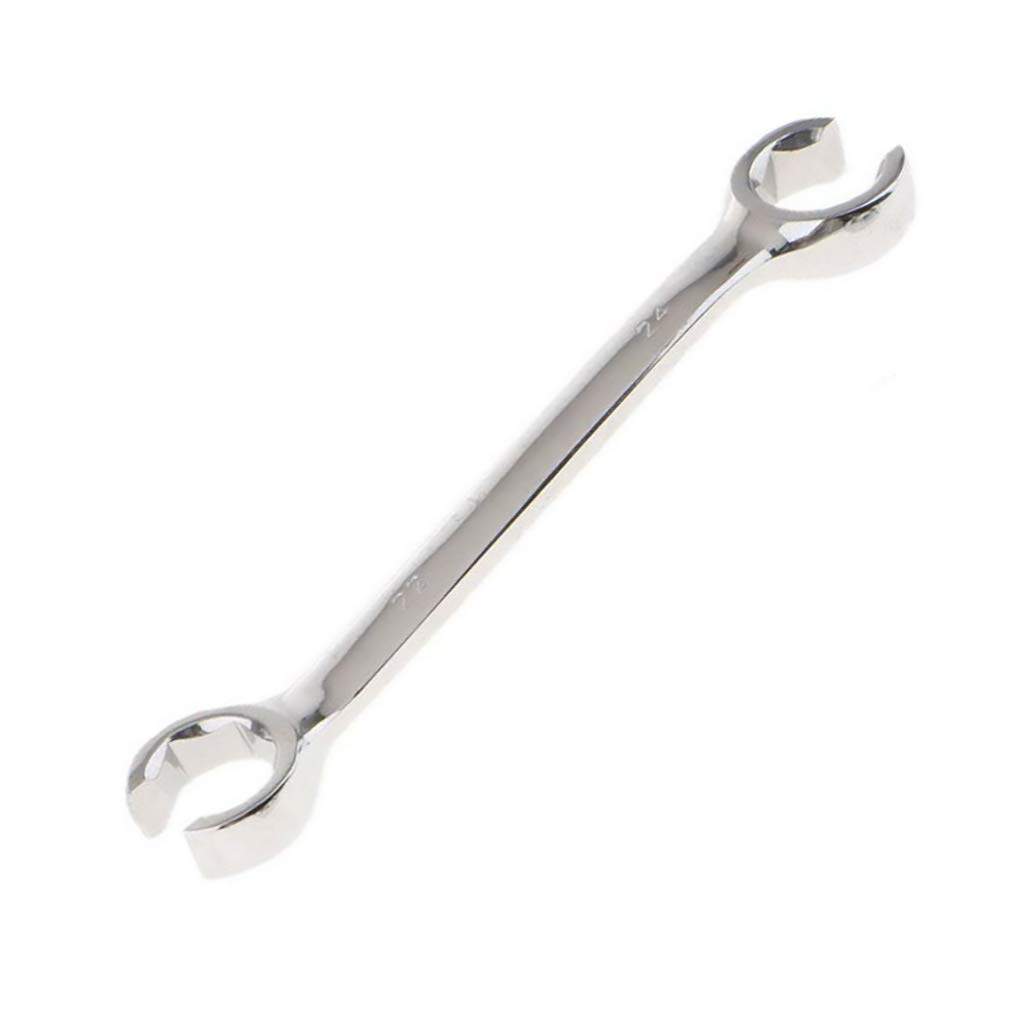 Vogueing Tool Brake Pipe Spanner 15x17MM Open Ring Spanner Metric Double End Flare Nut Pipe Spanner for Hard to Reach, Confined Space