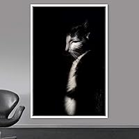 Framed Canvas Wall Art High Contrast Portrait Animals Black and White Contemporary Dogs Duotone Expressive Grey Photography Portrait - 16x24 inches