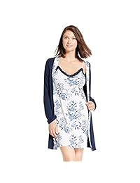 kathy irlanda, juego de 2 piezas, camisón con ruedo de encaje y bata con cinturón, ropa de cama para dama.