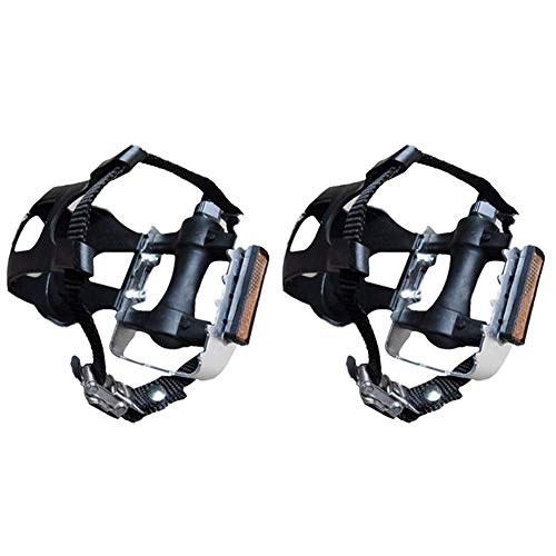 GEZICHTA 9/16 Inch Bicycle Pedals with Toe Clips and Straps, 1 Pair Bicycle Cycling MTB Mountain Bike Pedal Toe Cage Strap Belts, Quick Release (2Pcs)