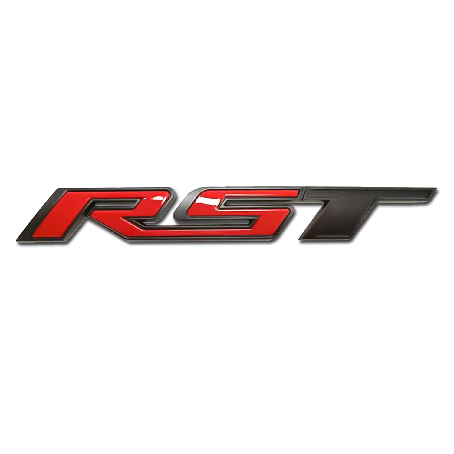 Photo 1 of 3D Raised Letters RST Emblem Rear Fender with Adhesive Backing Compatible with Silve-rado RST Automotive Decoration(Black Red)