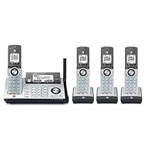 AT&T CLP99486 DECT 6.0 cordless phone with Bluetooth Connect to Cell, answering system with dual caller ID, silver with 4 handsets