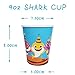 30 Baby Cute Shark Cups for Birthday Party Supplies, Disposable Paper 9oz Cup, Doo Doo Decorations