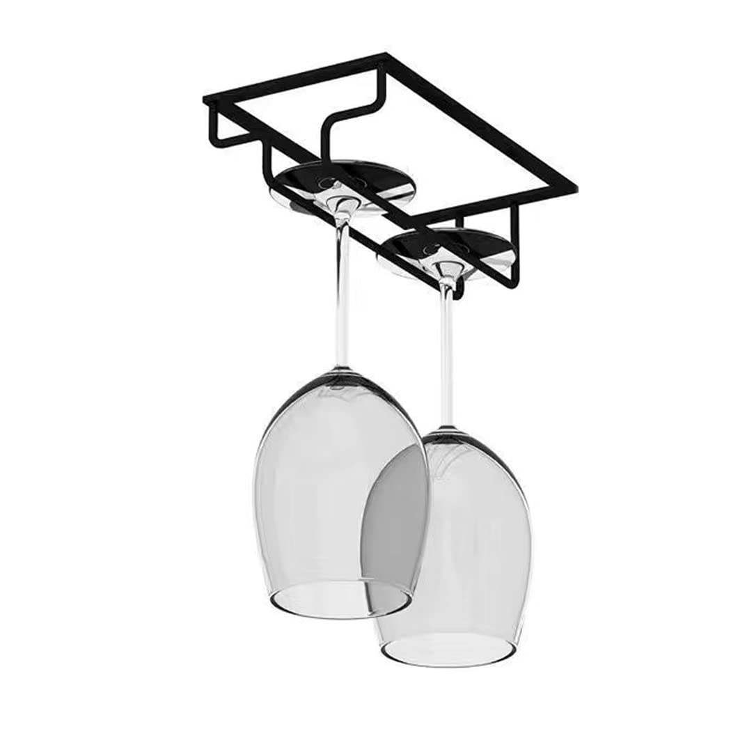 Hoshen Goblet Wine Glass Rack, 8.85 inches Under Cabinet Wine Wine Glass Rack, Glass Storage Rack, Bar Hanging Wine Wine Glass Rack, (1 Row) - Black