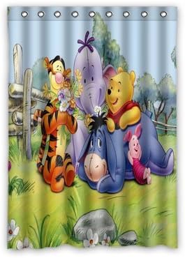 Personalized Custom Cartoon Winnie The Pooh Love Window Curtain / Drapery / Panels / Treatment Thermal Insulated Blackout Window Curtains 52 "x 72" Inch Home Decoration