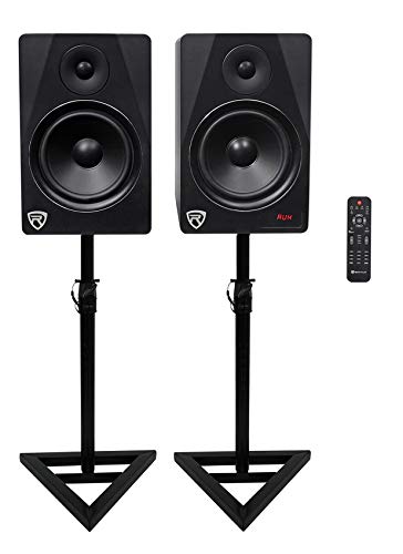 Rockville HTS8B 8″ 1000W Powered Home Theater Speakers w/Bluetooth/FM/USB+Stands