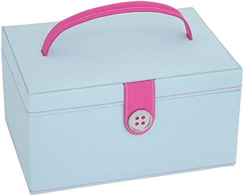 Grande azul de la caja de costura rosa con forro de lunares: Amazon.es: Hogar