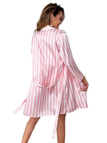 SheIn Women's Sexy Lingerie Satin Pajamas Striped Cami Shorts Set