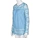 PHOTNO Fashion lace chiffon blouse long sleeve shirt women loose cotton tops t shirts S-XXXXXL (XXL, Light blue)