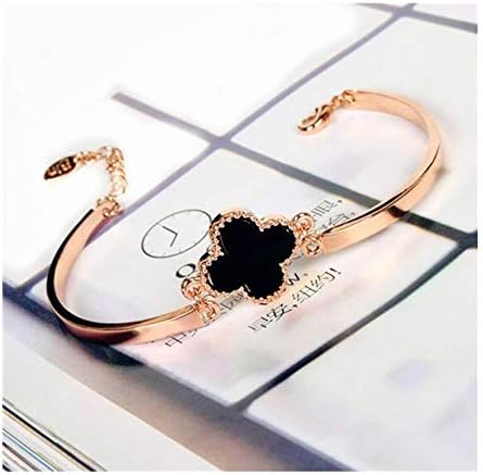 COCOBAR Women's Fashion Lucky Bracelet Four-Leaf Clover Bracelet Black/White Life Guard