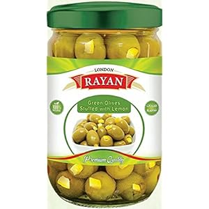 Groene Olijven Gevuld met Citroen 450g Pot (Rayan Londen)