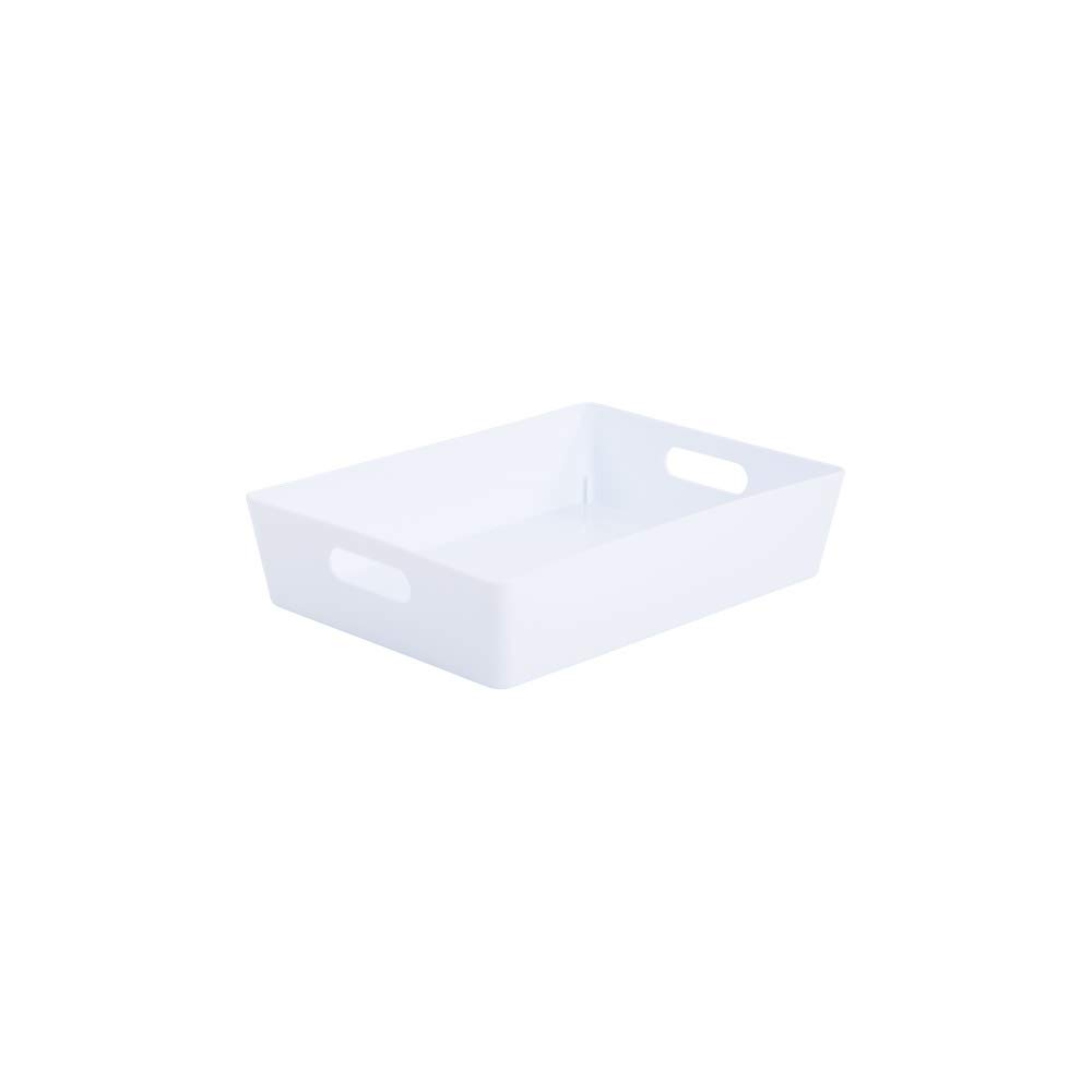 Wham Bam 5.01 Ice White Plastic Studio Storage Baskets Office Home & Kitchen Tidy Organiser 35 x 26 x 8.5cm (1 Basket)