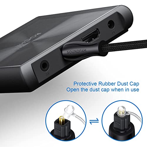 SOUNDFAM Digital Optical Audio Cable -[Cotton Braided, Durable & Flexible, Zero RFI & EMI Interference] Fiber Optic Audio Toslink Cord for HDTV, Home Theater, Sound Bars & More (ABS 3.3 Feet)