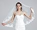 Wedding Bridal Veil with Comb 1 Tier Lace Applique Edge Ivory Fingertip Length