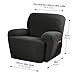 Maytex Pixel Ultra Soft Stretch 4 Piece Recliner Arm Furniture Cover Side Pocket, Charcoal Grey Chair Slipcover, Model:4300319