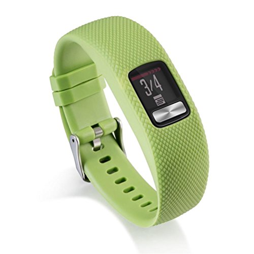 Unpara Silicone Band For Garmin vivofit 4 Replacement Wrist Band Strap With Metal Buckle Small/Large Size (Green, Large)