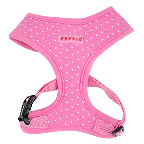 Puppia Dotty Dog Harness Over-The-Head No Pull No Choke Walking Training Adjustable for Small & Medium Dog, Small, Pink