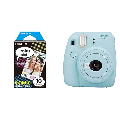 Fujifilm Instax Mini Comic Film Monopack de 10 Films pour développement instantané Comic & - Instax Mini 9 - bleu glace - appareil seul
