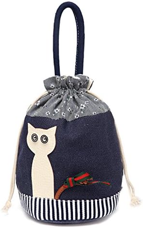 Cute Leather Animal Canvas Drawstring Totes Handbag Storage Organizer Pouch