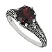 Antique Finish Filigree Sterling Silver Round Cut Natural Mozambique Garnet Ring (2.5 CT.T.W)