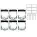JUVITUS (6 pack) 8 oz Clear PET Plastic Wide mouth Jar with Black Smooth Lid