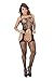 ZIUMUDY Womens Stretch Fishnet Bodystocking Open Crotch Bodysuit Tights Underwear (Black)