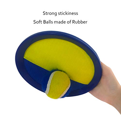 Babe Fairy Catch Ball Toss Paddle Game Set 2 Paddle,2 Balls 1 Storage Bag Kids & Adults, Outdoor Indoor (Dark Blue/Yellow)