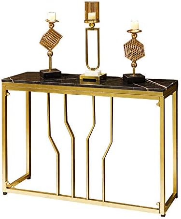 Axdwfd Console table Console Table, Wrought Iron Living Room Decoration Console Gold Marble Entrance Cabinet Nordic Partition Against The Wall Entrance Table (Color : Black)