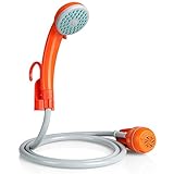 INTEY Portable Camping Shower, Outdoor Handheld Shower Kit for Camping, Beach, Pool, Pump Camping Shower, Orange