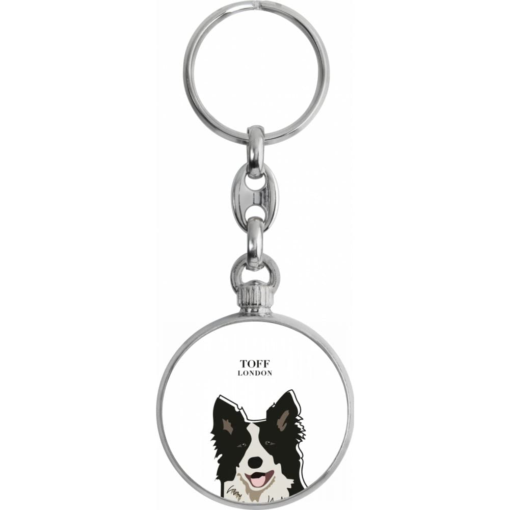 Toff London Black And White Border Collie Dog Head Keyring