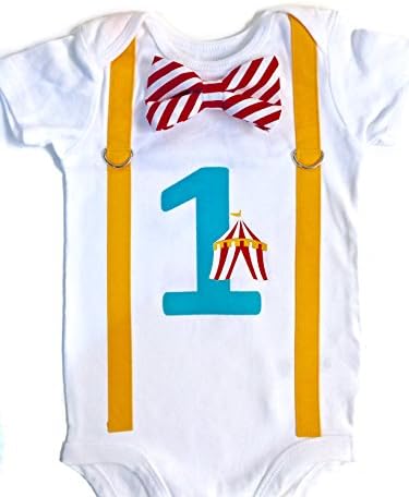 Circus Birthday Outfit Boy Carnival Cake Smash (12m short sleeve)