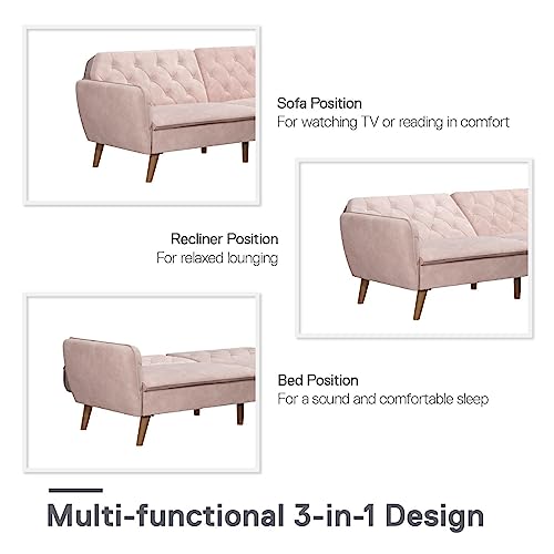 Novogratz Tallulah Memory Foam Futon, Pink Pricepulse