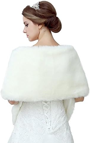 Diyouth Ivory Shawl Wrap Faux Fur Scarf Stoles for Wedding Dresses