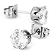 INBLUE Women's 3~8mm 12 PCS Stainless Steel Stud Earrings CZ Silver Tone Set (6 Pairs)