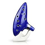Vangoa - Transverse 12 Hole Ocarina Legend of Zelda Ocarina, Alto C Blue with Display Stand, Neck-strap Cord
