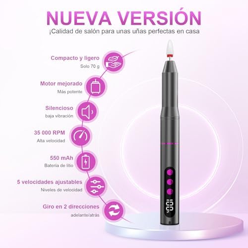 Furadeira de Unhas Profissional 35000 RPM, Conjunto de Manicure 12 em 1